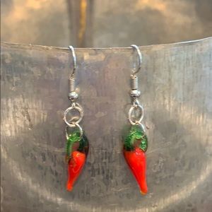 Chili Pepper Glass Bead Earrings New Handmade